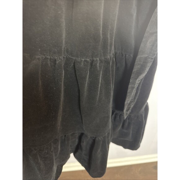 Draper James RSVP Black Corduroy Puff Sleeve Dress Tiered Wednesday Addams Goth - Picture 5 of 10